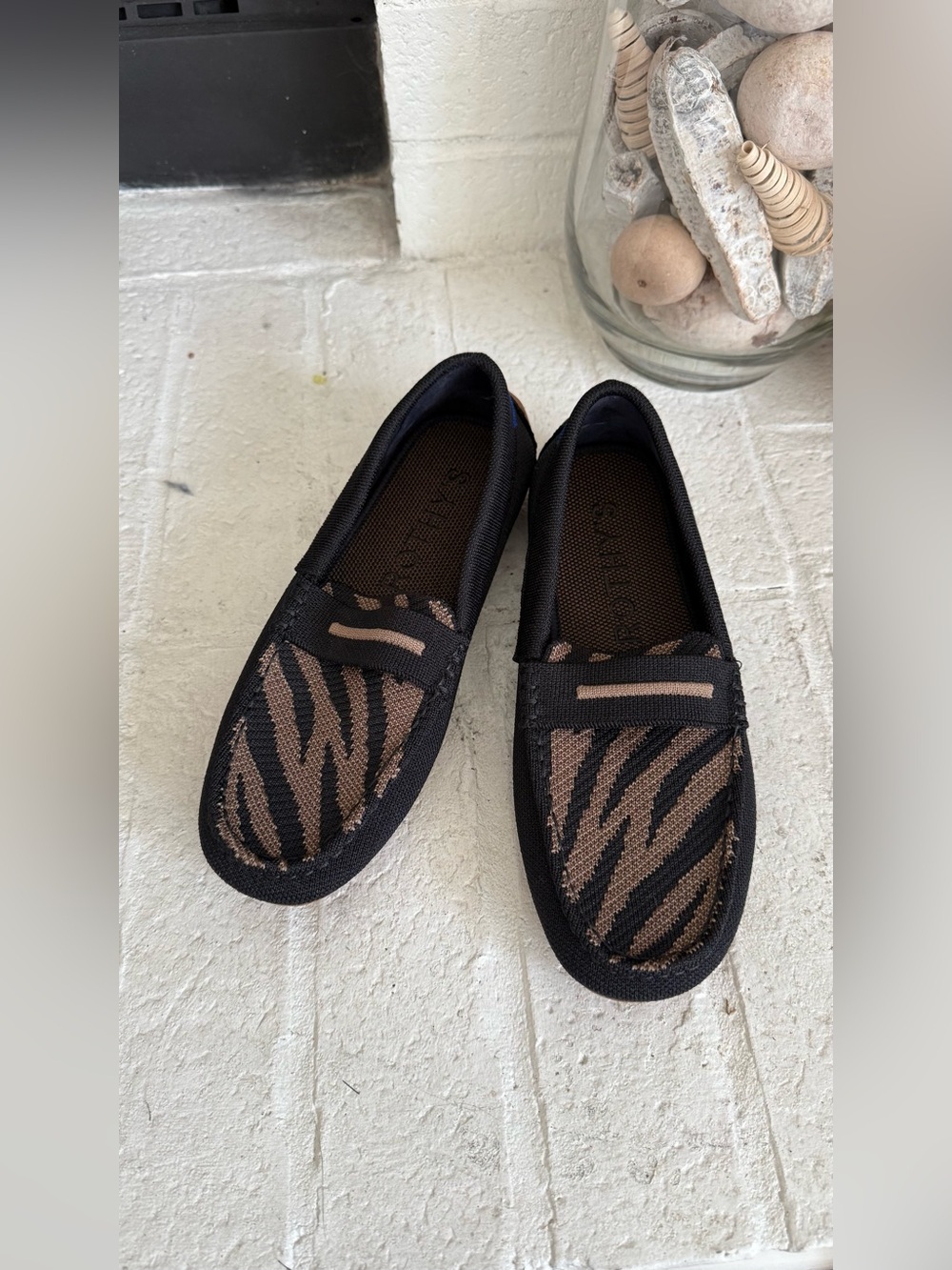 Rothy’s The Loafer Twilight Metallic Zebra Brown Black Flats Women’s Size 6.5
